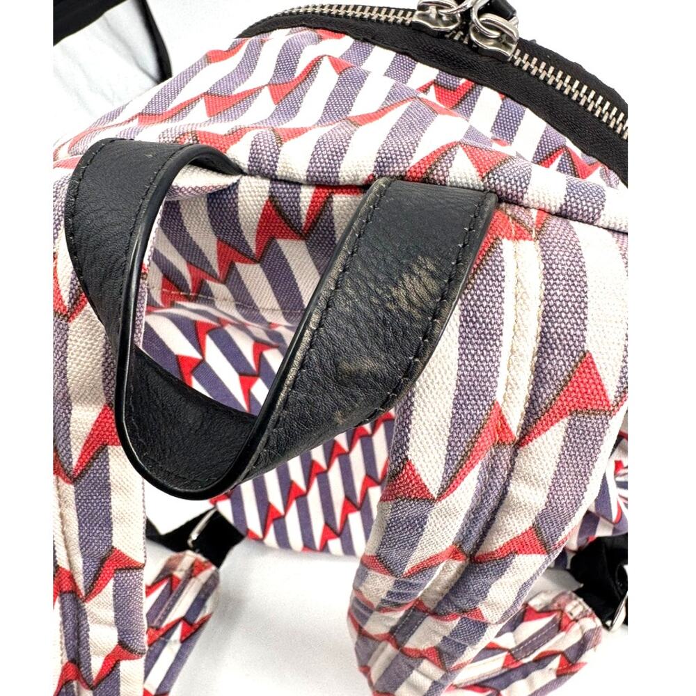 MARC JACOBS Paris Kiss Denim Backpack Red White Blue Cotton & Leather - Picture 9 of 11
